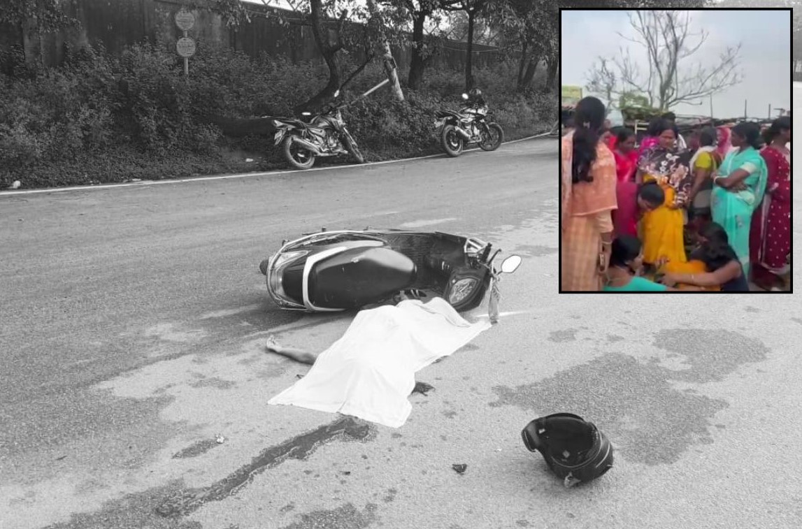 रांची के खेलगांव चौक में भीषण सड़क हादसा: स्कूल बस की चपेट में आई स्कूटी सवार युवती, मौके पर मौत |