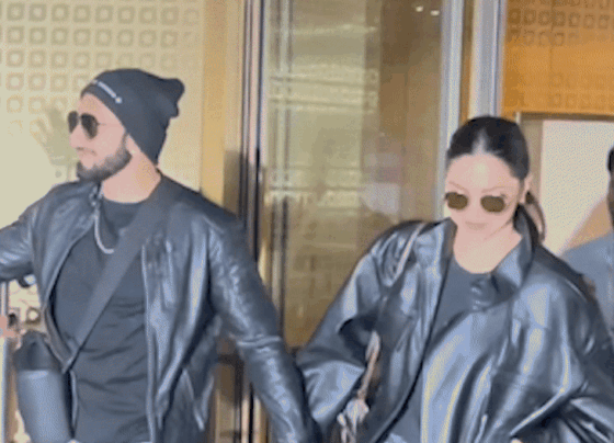 मुंबई एयरपोर्ट पर पैपराजी से भिड़े रणवीर सिंह:ट्विनिंग कर दीपिका पादुकोण का हाथ थामे बाहर निकले, तस्वीरें क्लिक करने से रोक; दावा- बेटी दुआ साथ थी