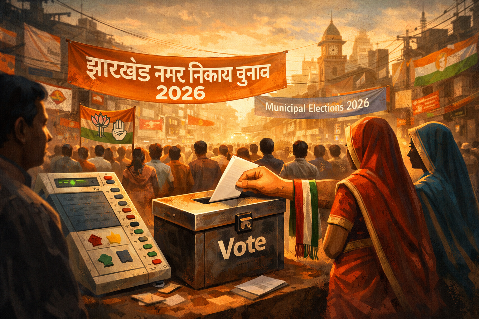 झारखंड नगर निकाय चुनाव 2026: आरक्षण से बदला सियासी खेल, कई दिग्गज मैदान से बाहर, पत्नियों के सहारे चुनावी रणनीति |